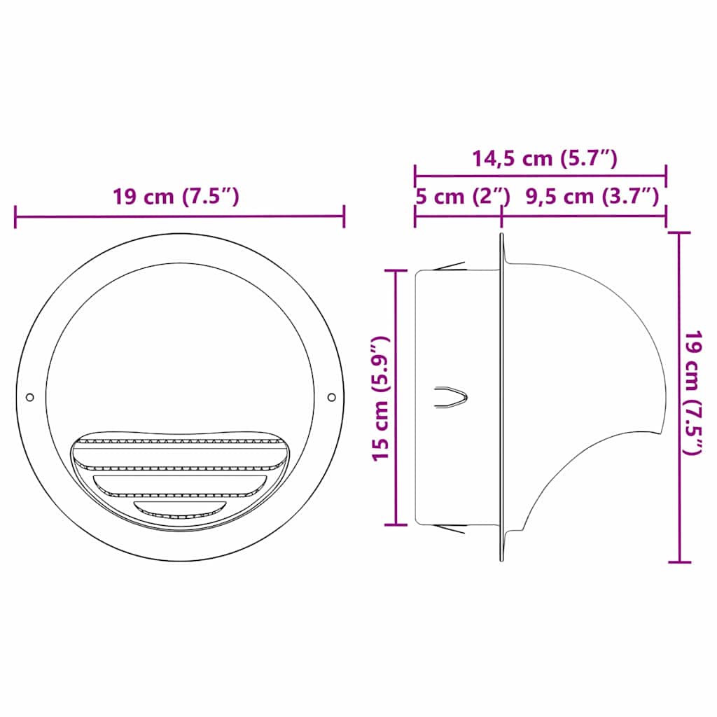 Air Vent Covers 8 pcs Silver 150 mm Stainless Steel