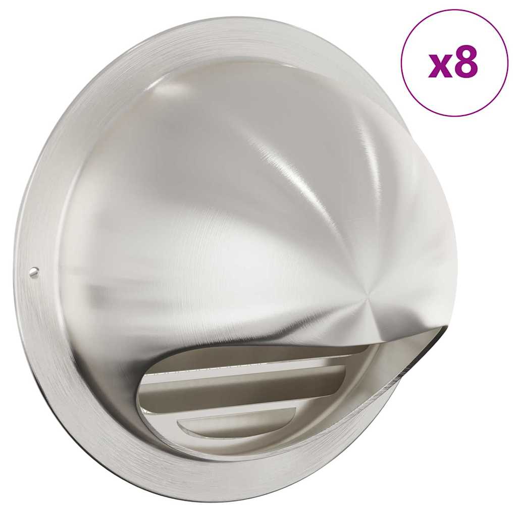 Air Vent Covers 8 pcs Silver 150 mm Stainless Steel