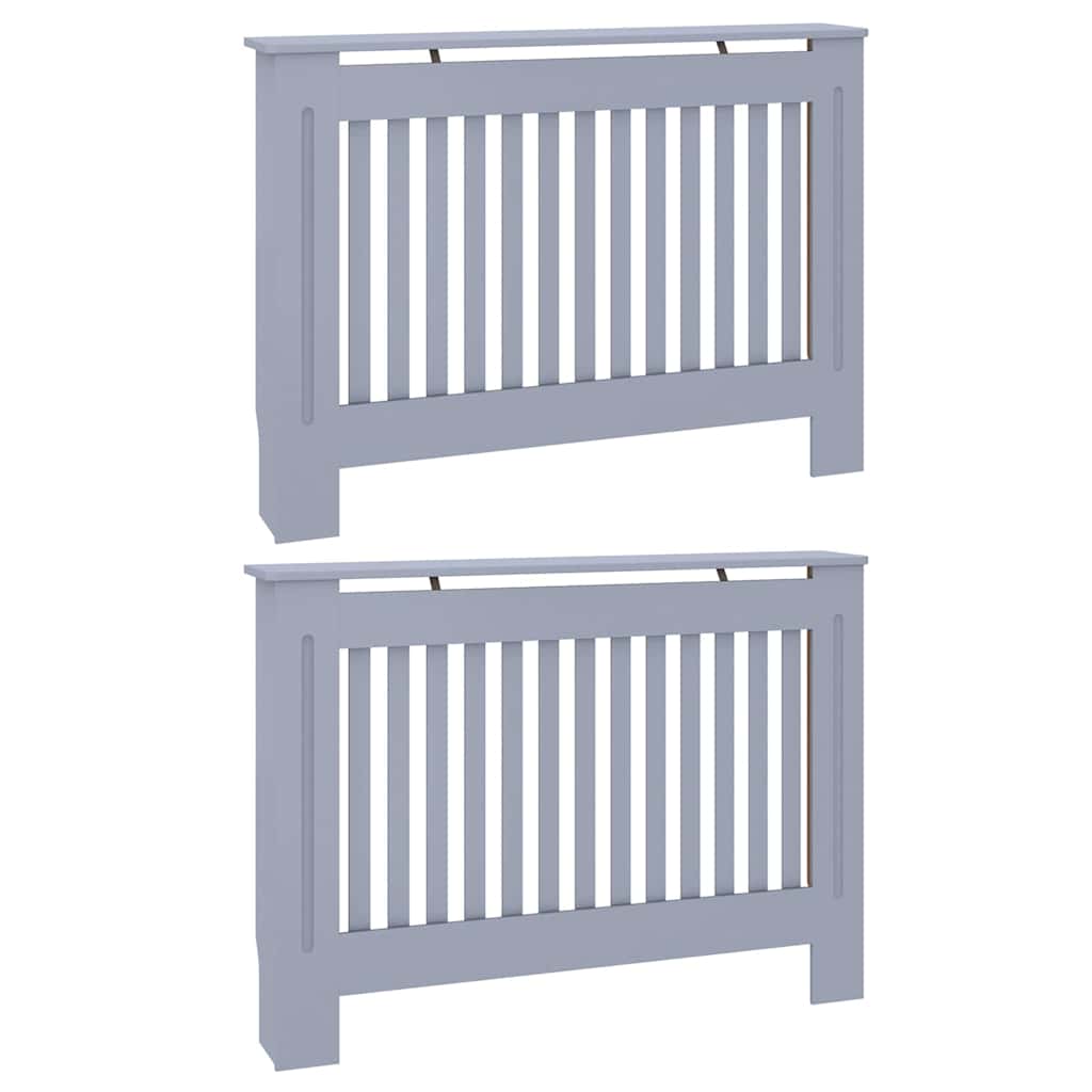 Radiator Cover 2 pcs Grey 112 x 19 x 81.5cm Engineered Wood