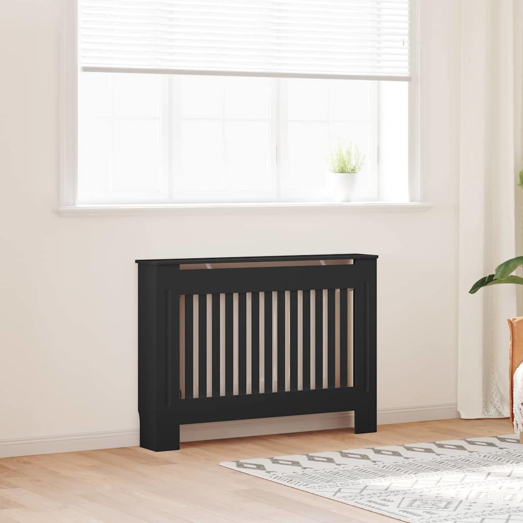 Radiator Cover 2 pcs Black 112 x 19 x 81.5 cm Engineered Wood
