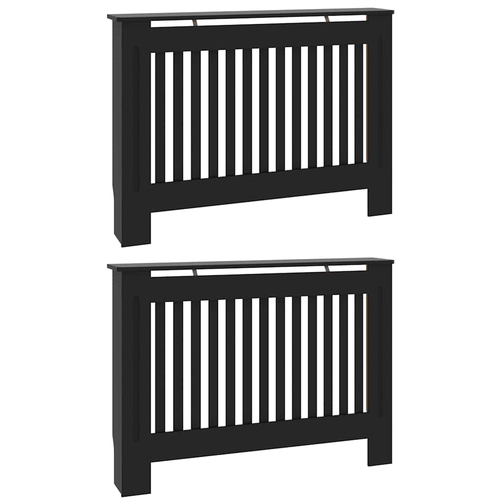 Radiator Cover 2 pcs Black 112 x 19 x 81.5 cm Engineered Wood