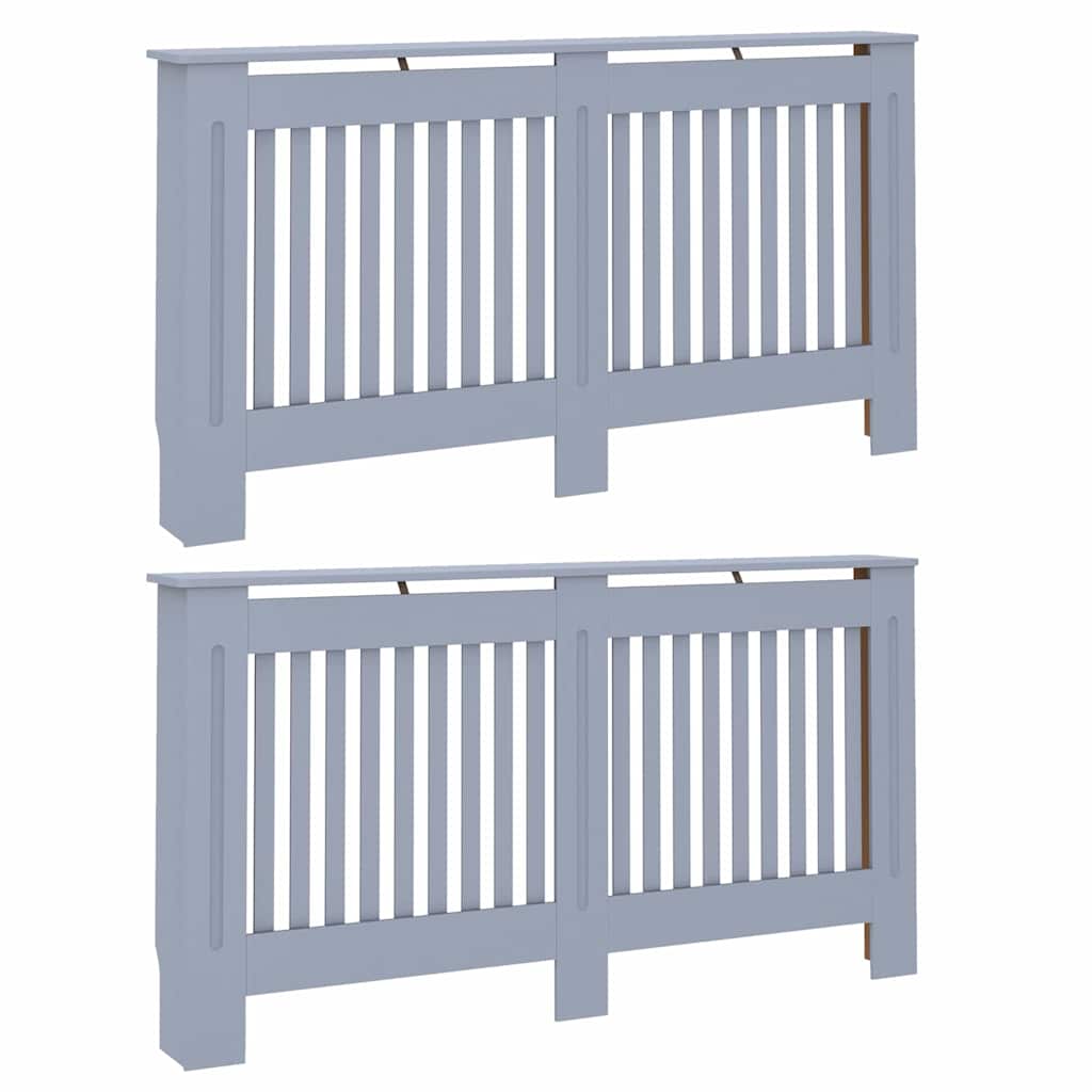 Radiator Cover 2 pcs Grey 152 x 19 x 81.5cm Engineered Wood