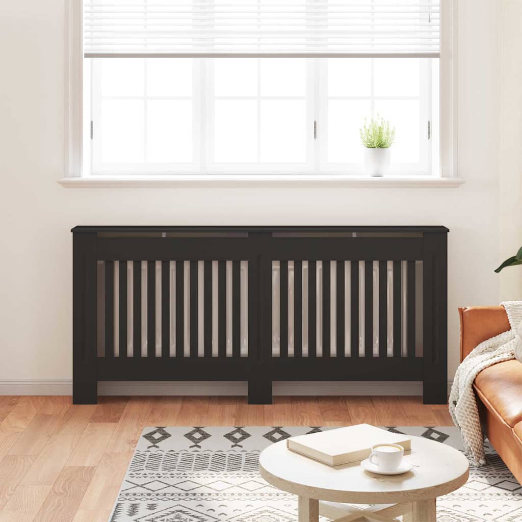 Radiator Cover 2 pcs Black 172 x 19 x 81.5 cm Engineered Wood