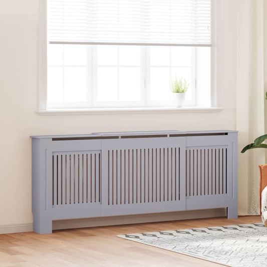 Radiator Cover 2 pcs Grey 205 x 20.5 x 81.5cm Engineered Wood