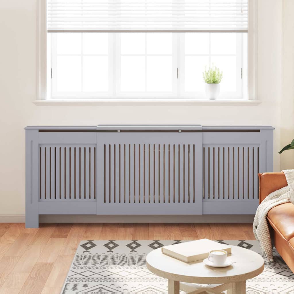 Radiator Cover 2 pcs Grey 205 x 20.5 x 81.5cm Engineered Wood