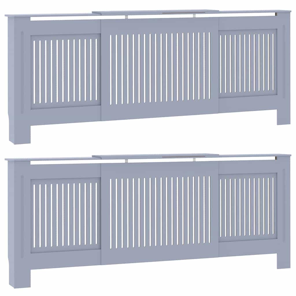 Radiator Cover 2 pcs Grey 205 x 20.5 x 81.5cm Engineered Wood