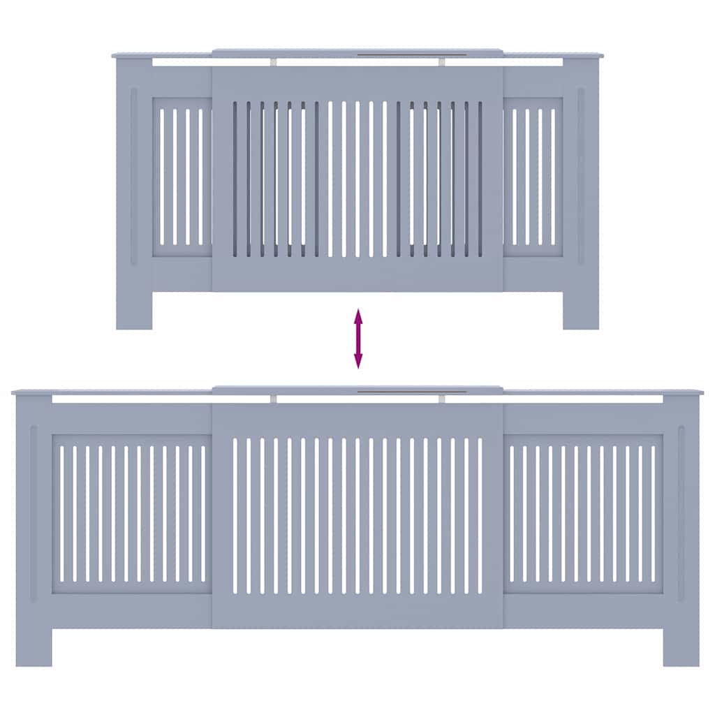 Radiator Cover 2 pcs Grey 205 x 20.5 x 81.5cm Engineered Wood