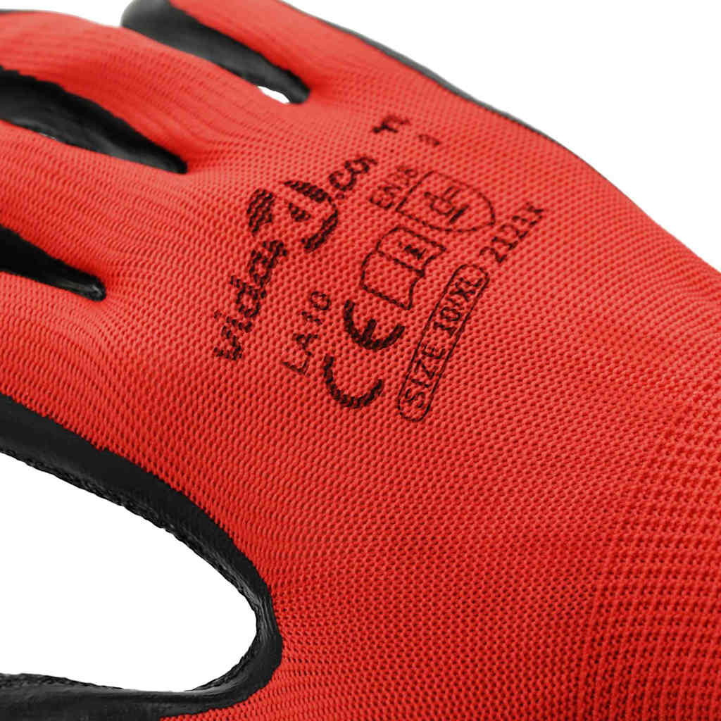 Work Gloves 24 pcs Red and Black 10 / XL Latex Coating