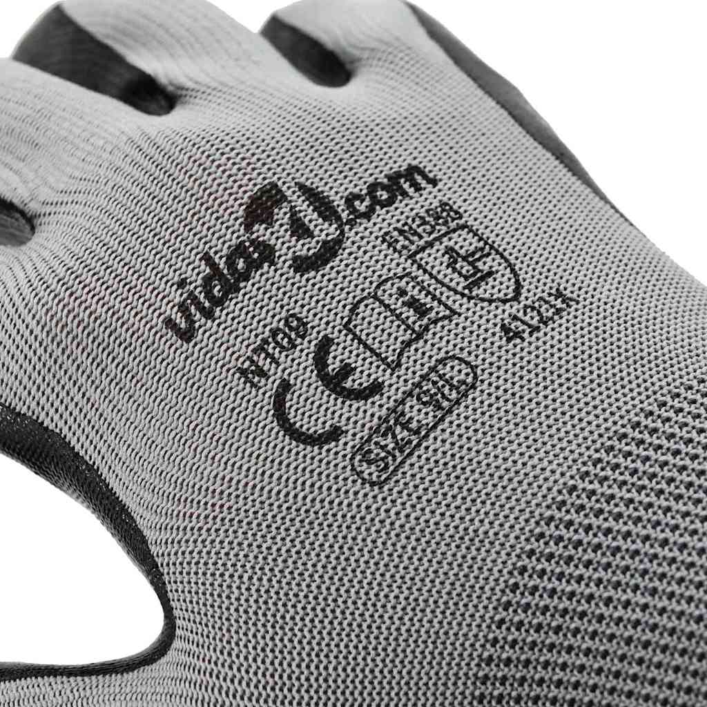 Work Gloves 24 pcs Grey and Black 9 / L Polyester