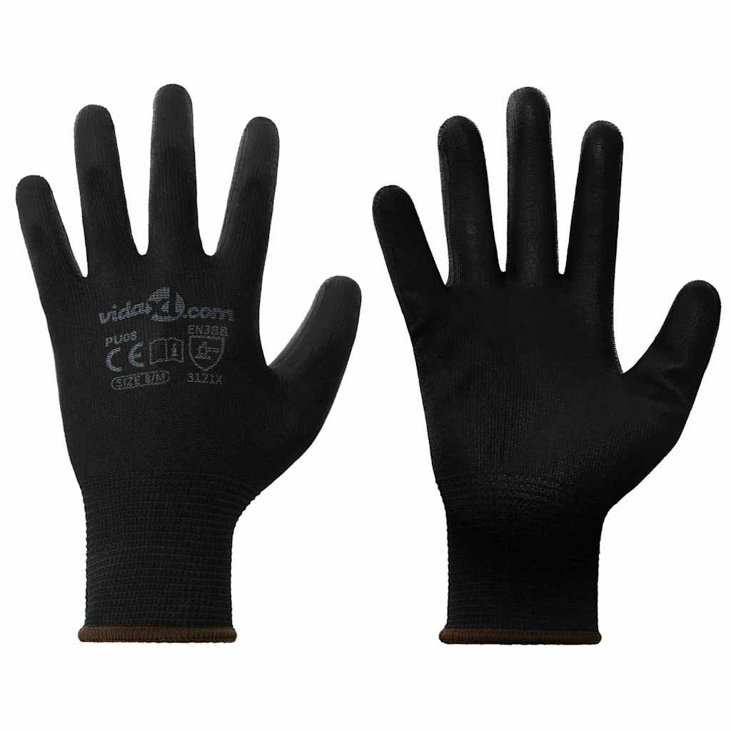 Work Gloves 24 pcs Black 8 / M Polyester