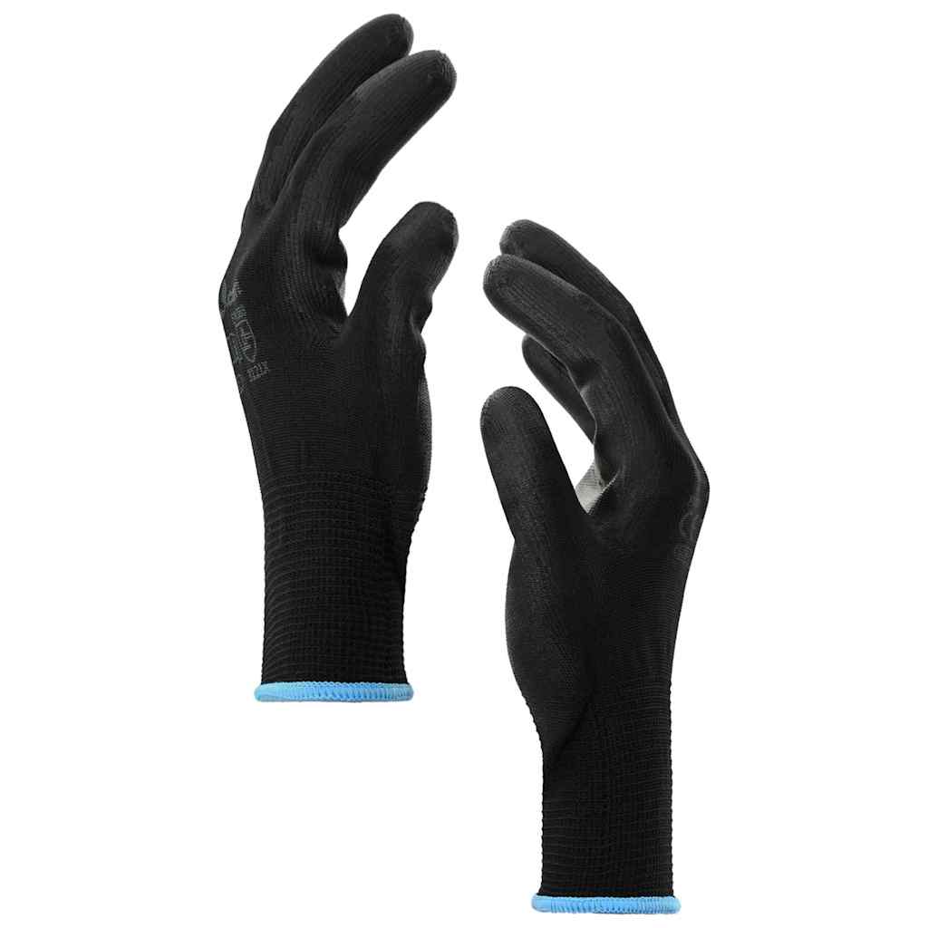 Work Gloves 12 pcs Black 9 / L Polyester