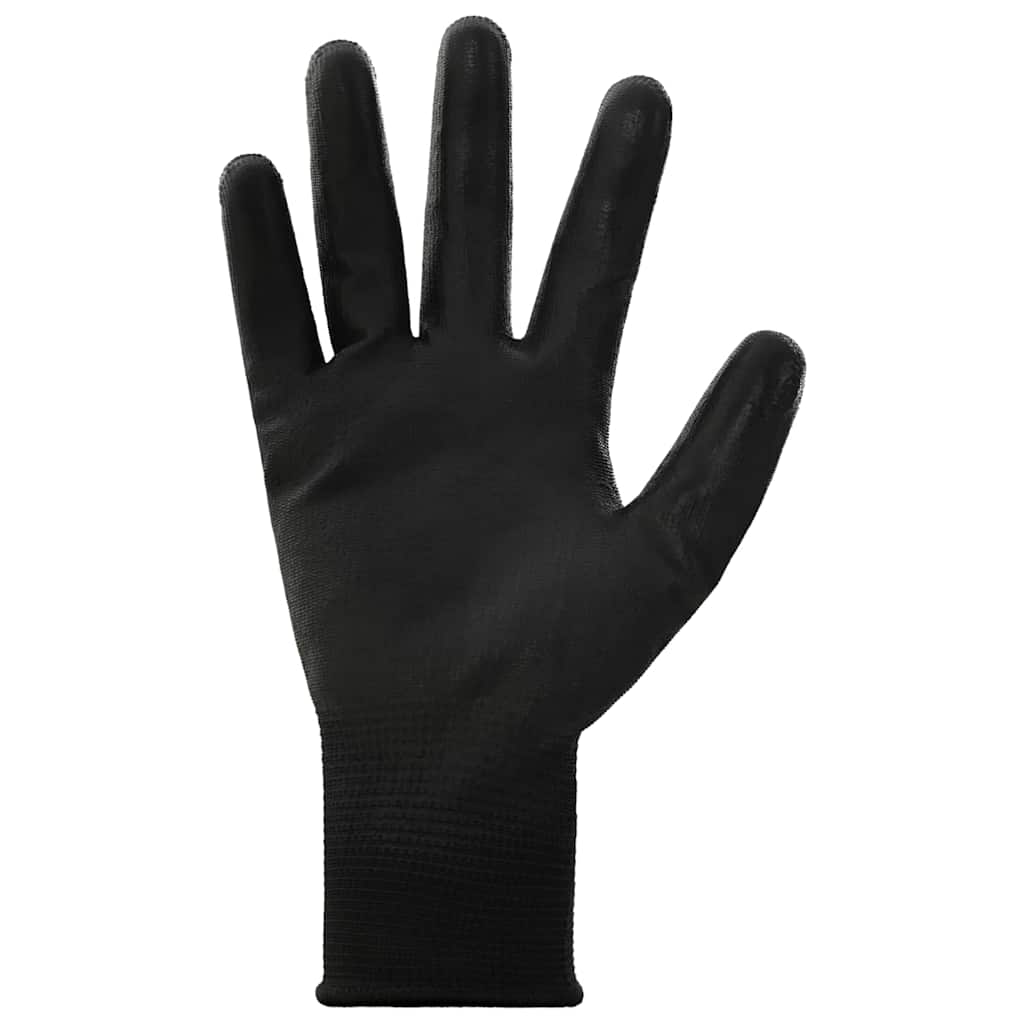Work Gloves 12 pcs Black 10 / XL Polyester