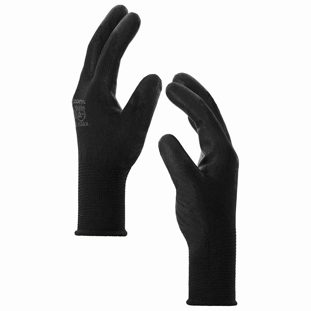 Work Gloves 24 pcs Black 10 / XL Polyester