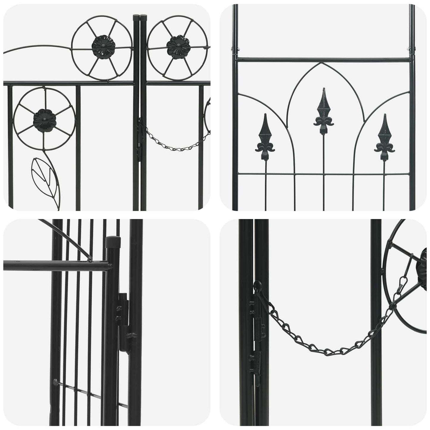 Garden Arch with Lock Black 102 x 50 x 218 cm