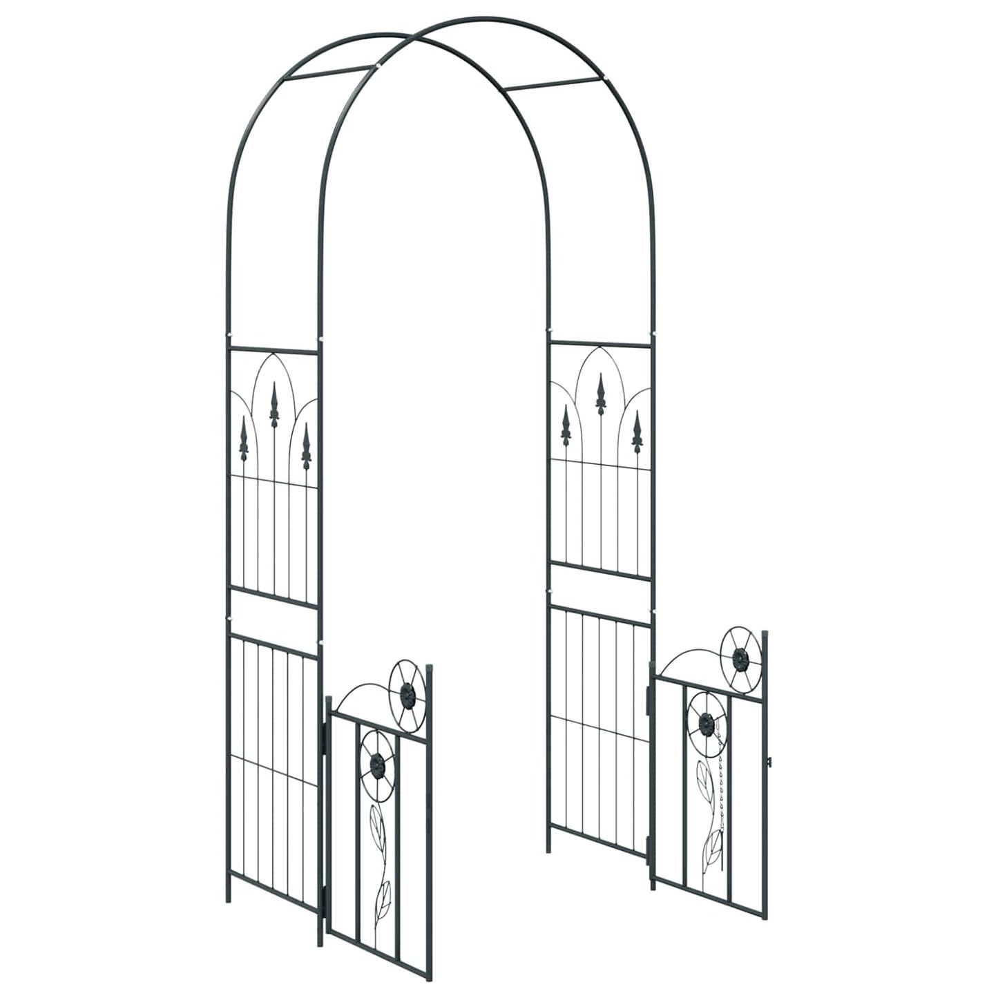Garden Arch with Lock Black 102 x 50 x 218 cm