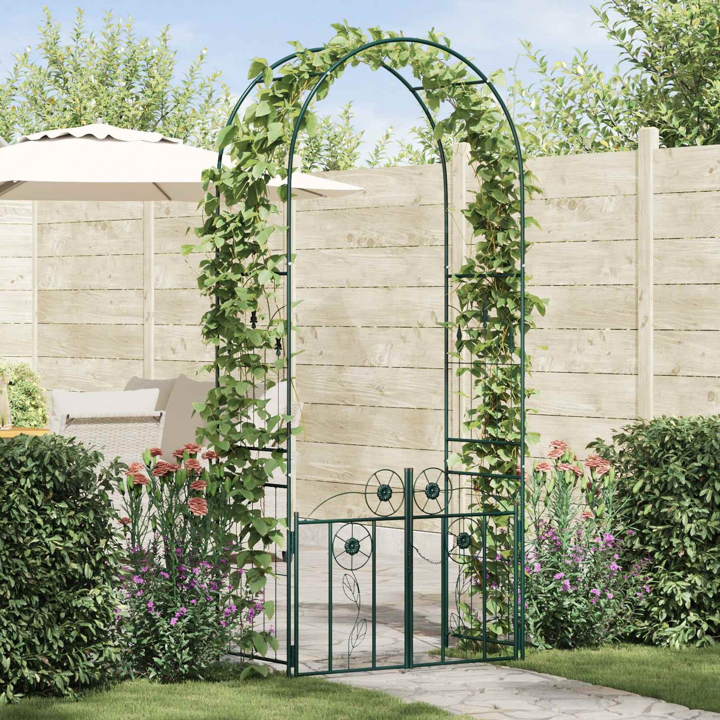 Garden Arch with Lock Green 102 x 50 x 218 cm