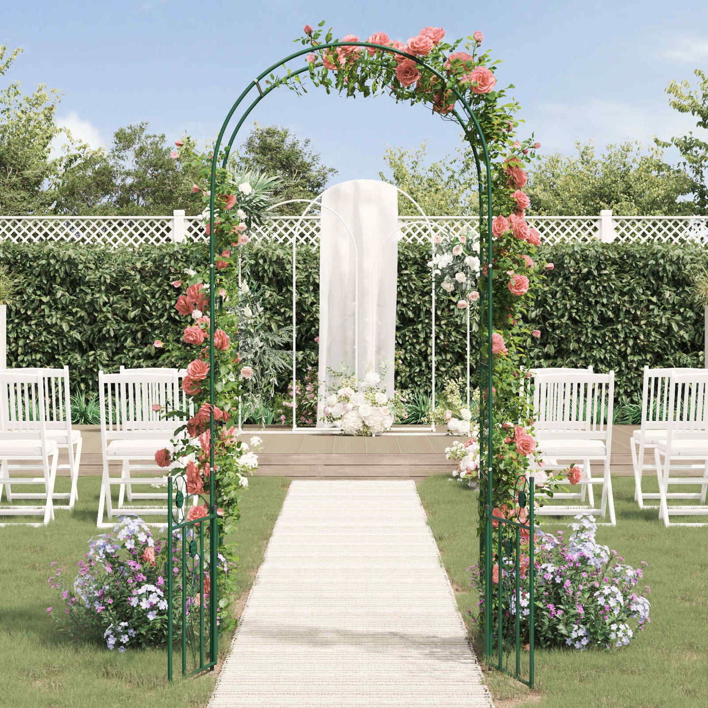 Garden Arch with Lock Green 102 x 50 x 218 cm