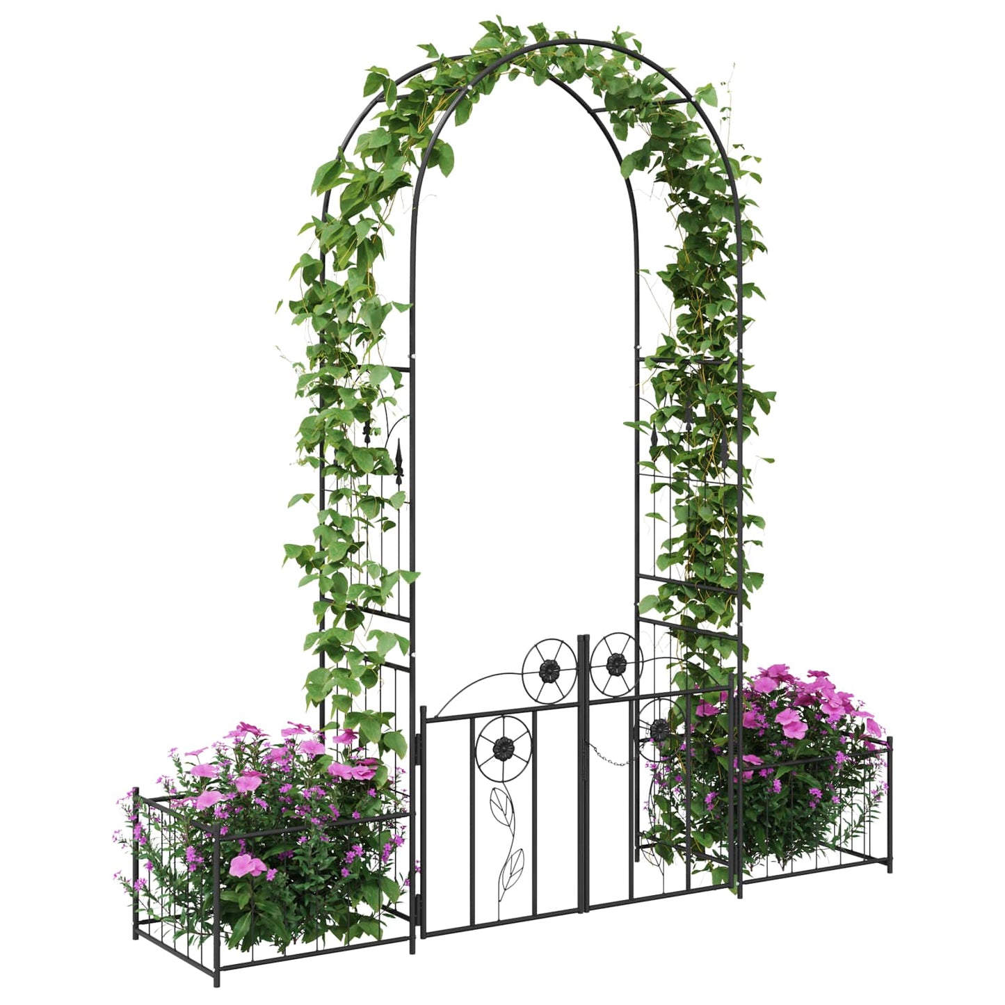 Garden Arch with Lock Black 203 x 50 x 218 cm