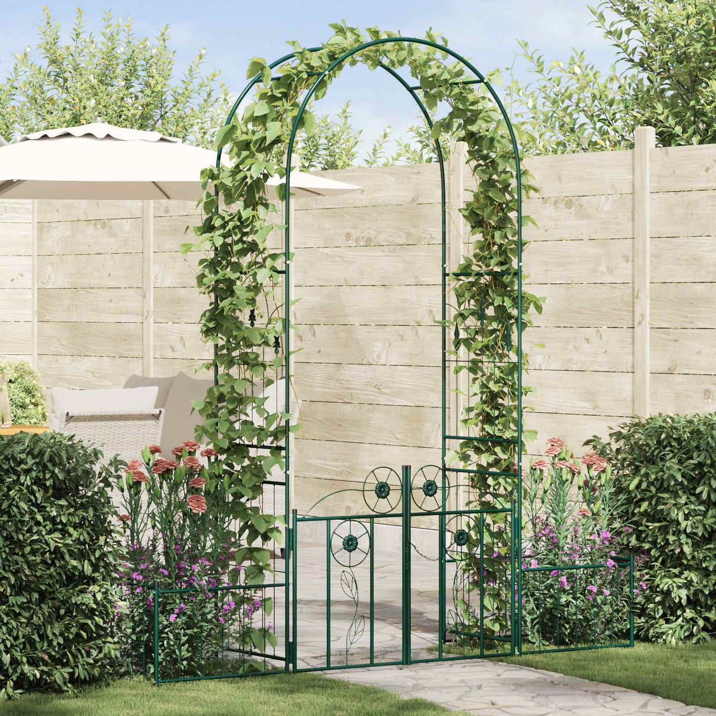 Garden Arch with Lock Green 203 x 50 x 218 cm