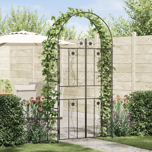 Garden Arch Plain Black 115 x 37 x 226 cm