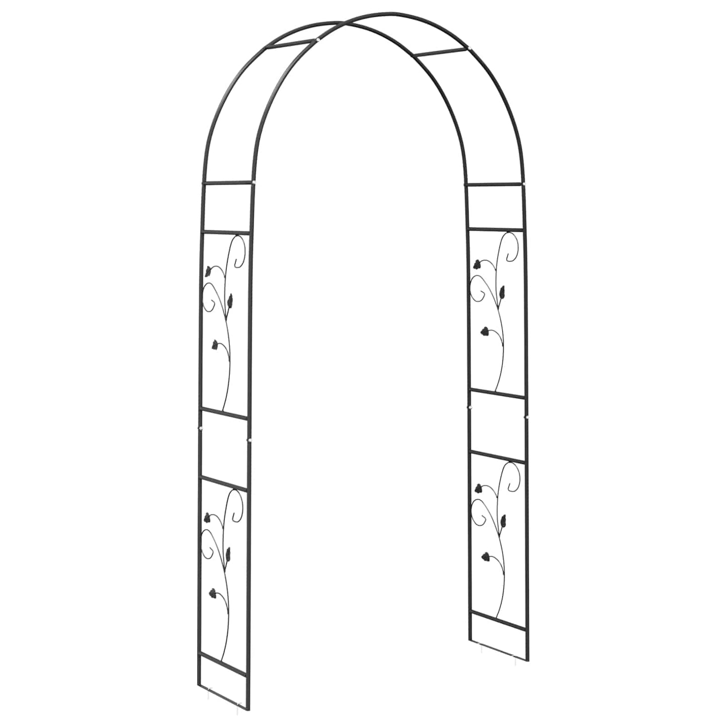 Garden Arch Floral Black 115 x 37 x 231 cm