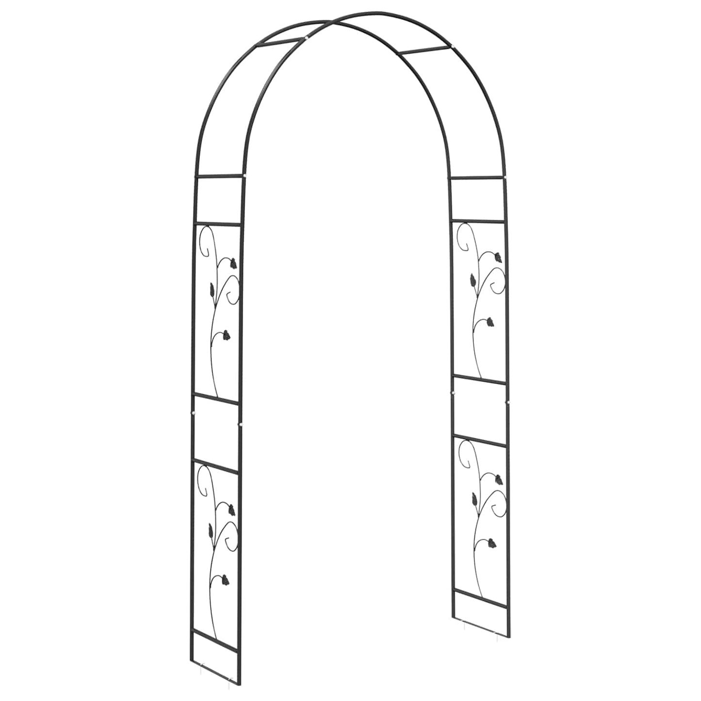 Garden Arch Floral Black 115 x 37 x 231 cm