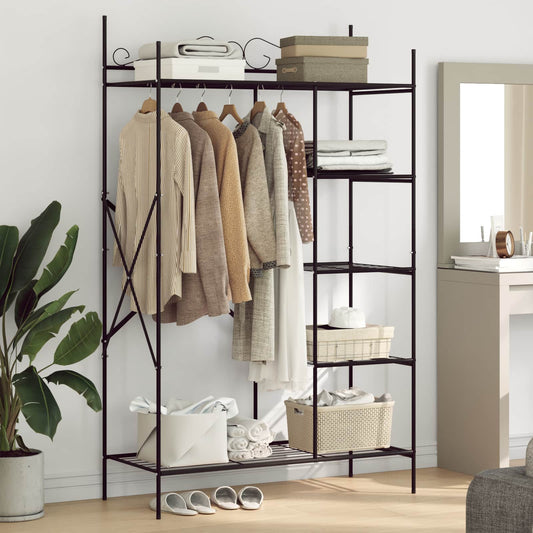 Open Wardrobe with Shelf Black 104.5 x 45 x 172 cm Steel