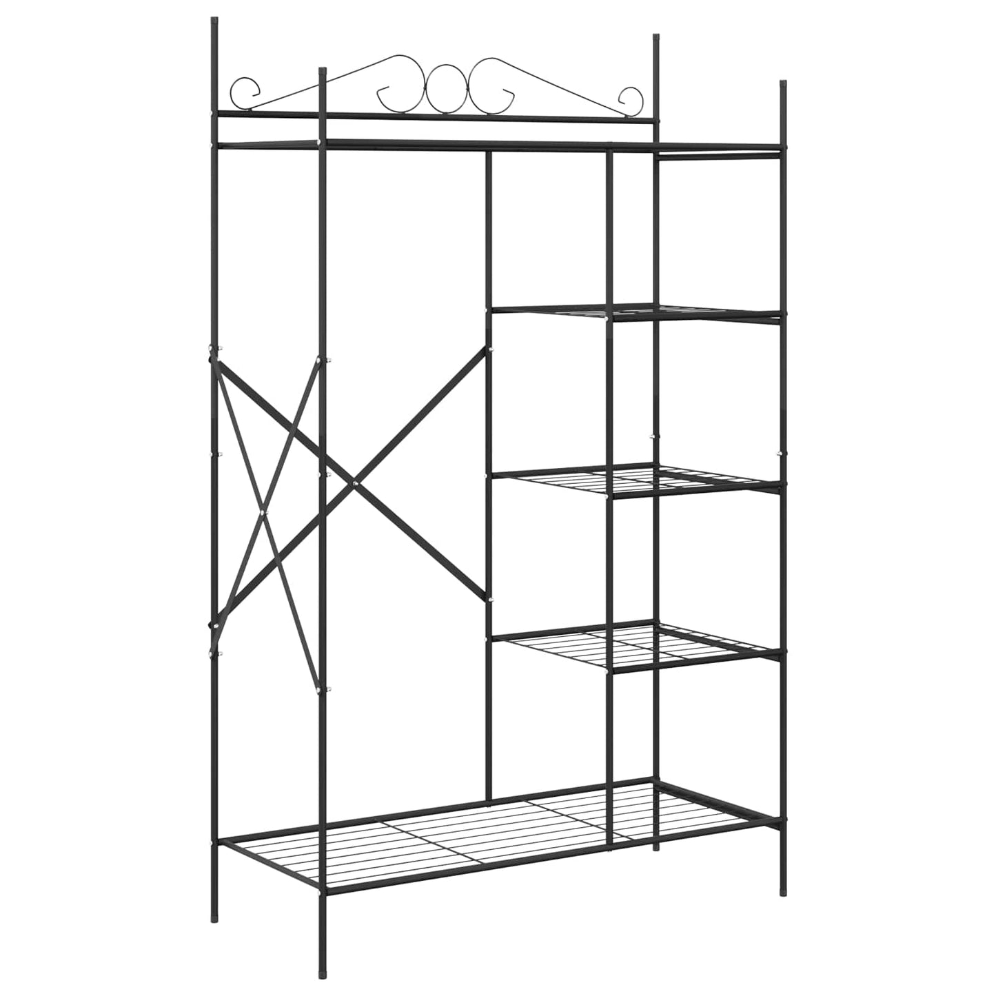 Open Wardrobe with Shelf Black 104.5 x 45 x 172 cm Steel