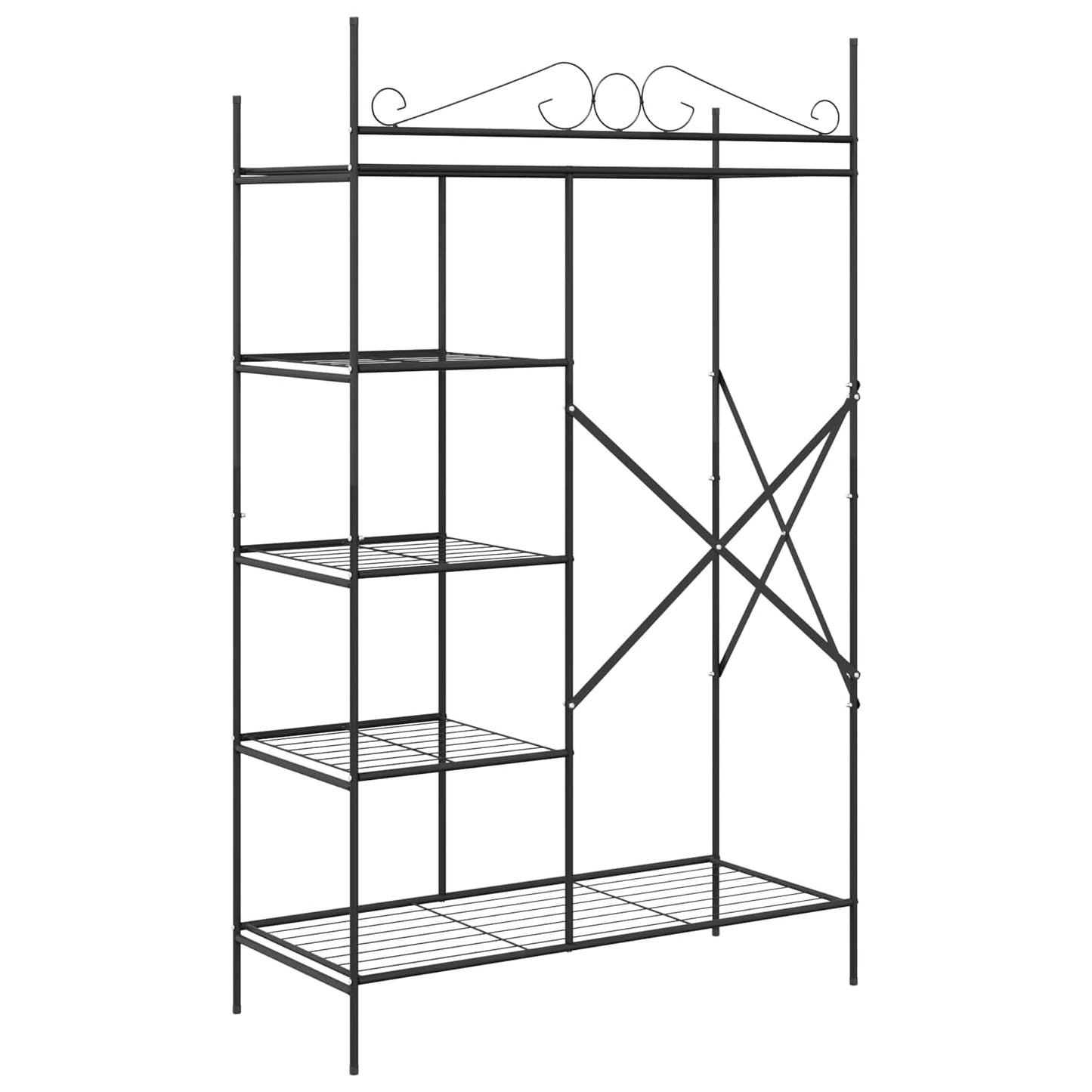 Open Wardrobe with Shelf Black 104.5 x 45 x 172 cm Steel
