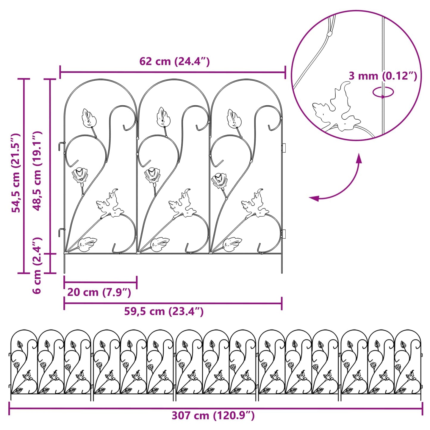 Garden Fence 5 pcs Green Steel