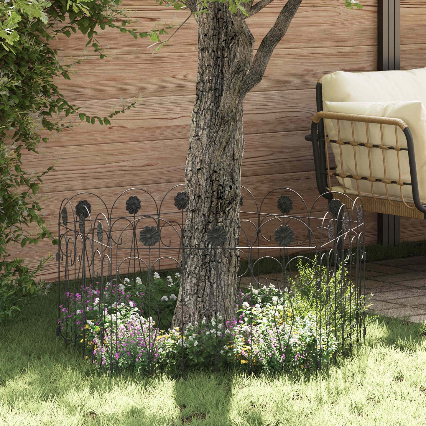 Garden Fence 5 pcs Black Steel