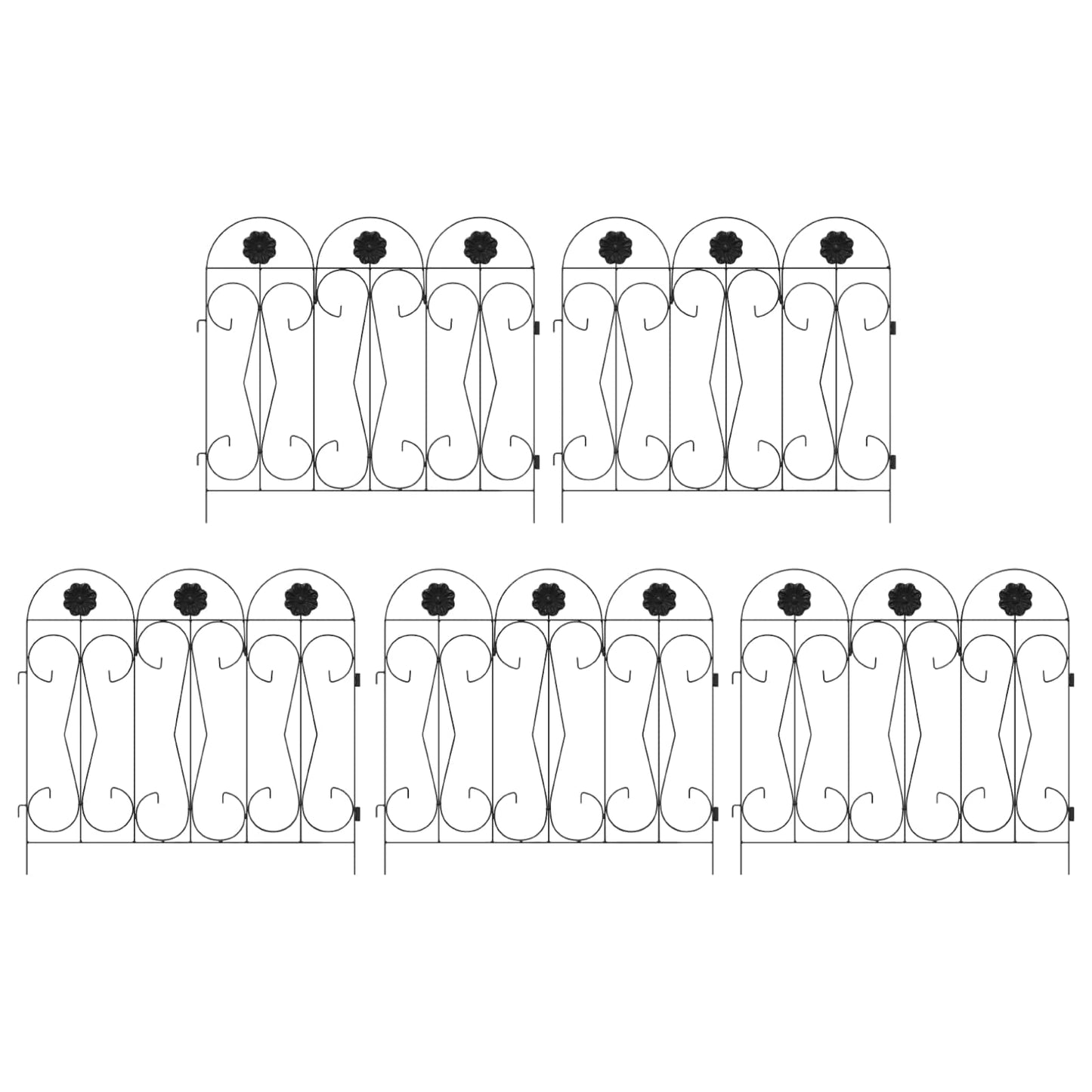 Garden Fence 5 pcs Black Steel