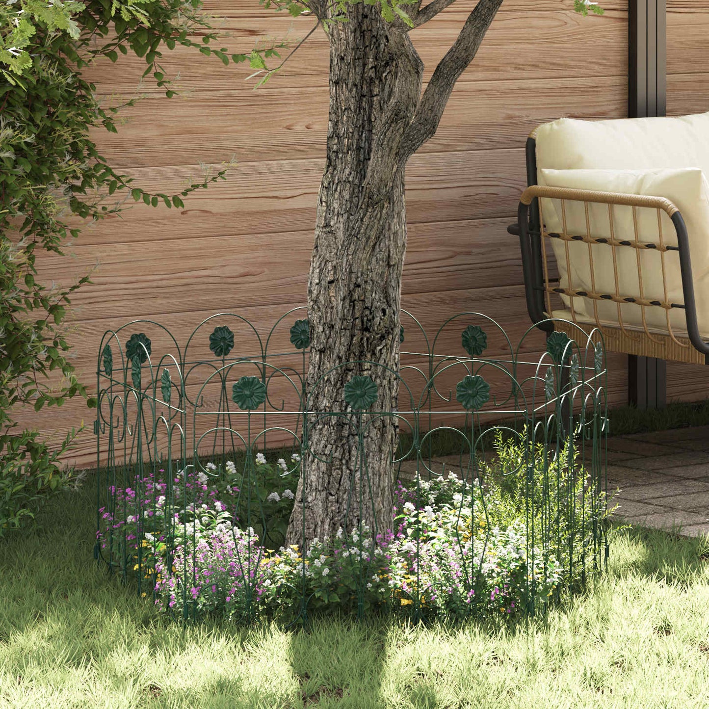 Garden Fence 5 pcs Green Steel