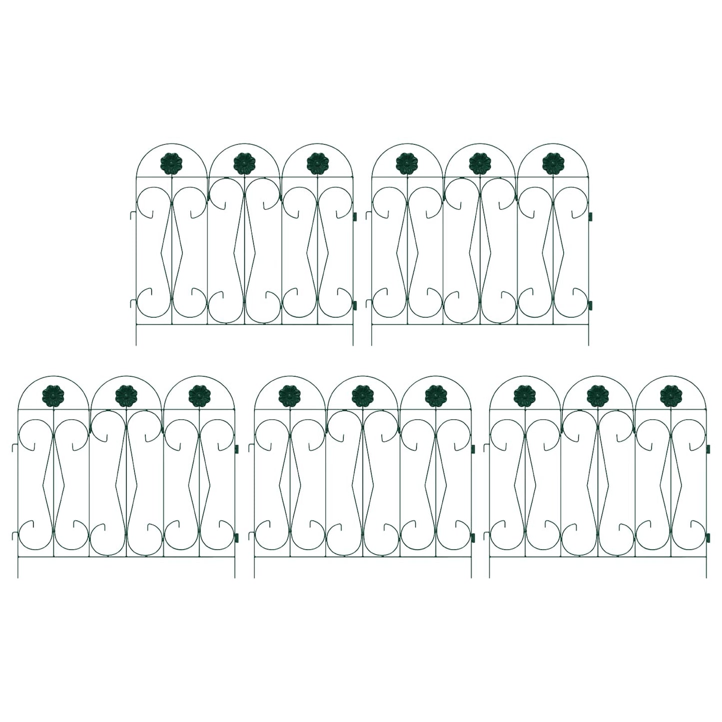 Garden Fence 5 pcs Green Steel