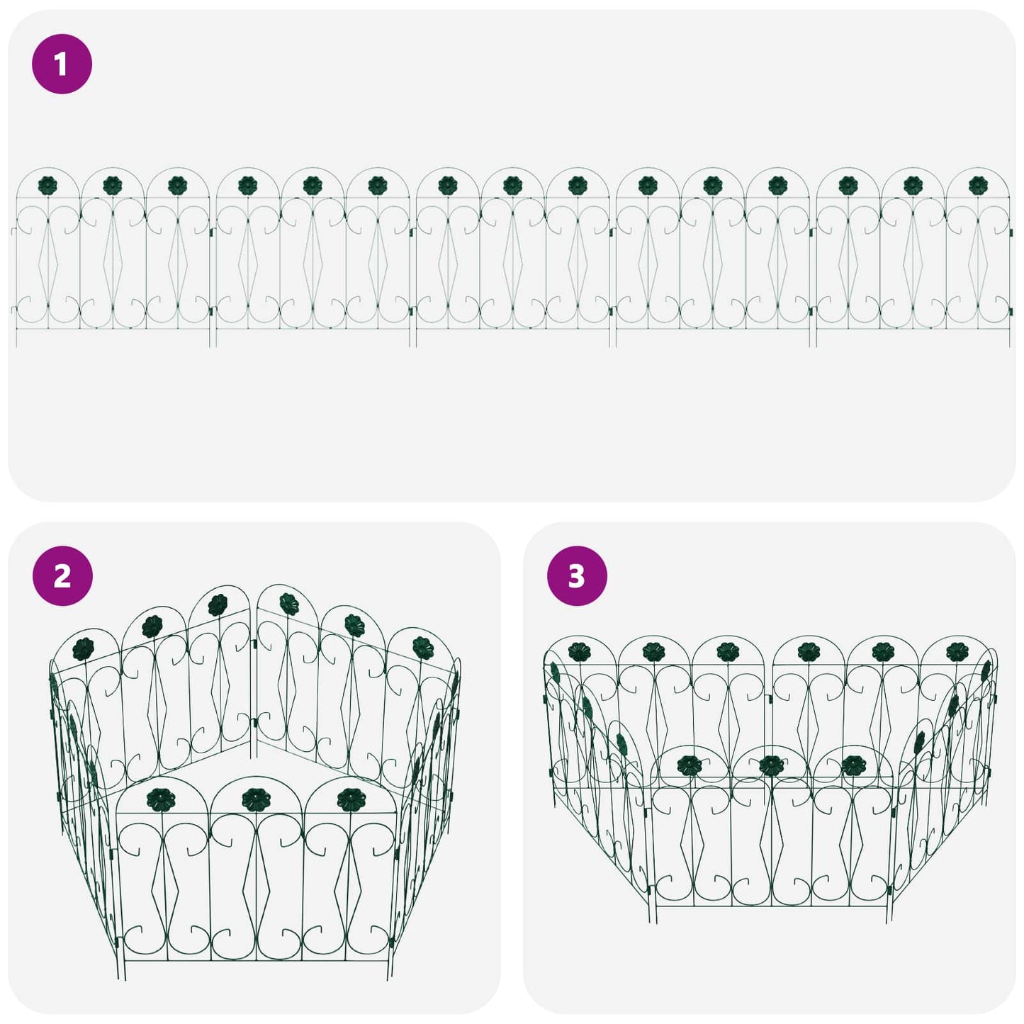 Garden Fence 5 pcs Green Steel