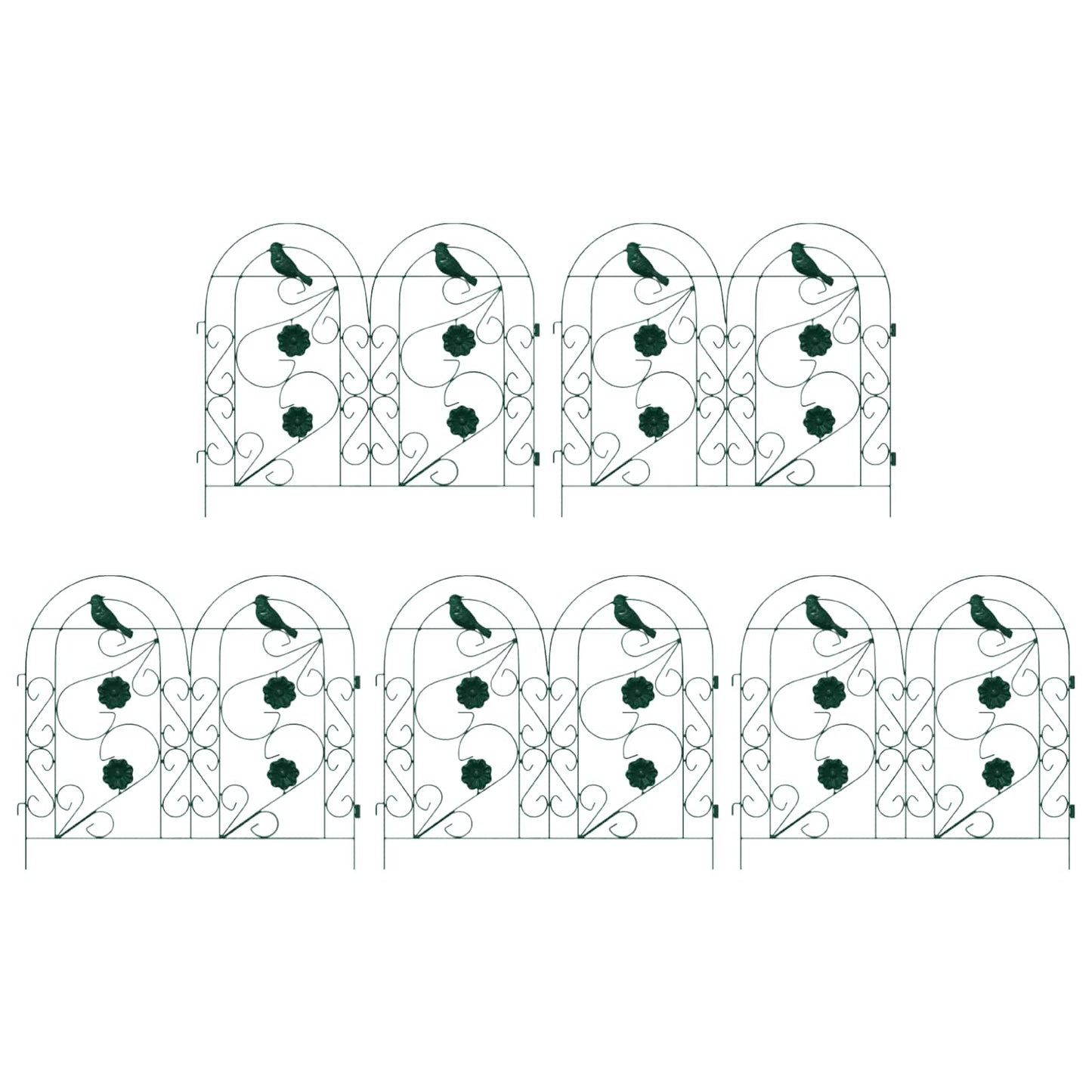 Garden Fence 5 pcs Green Steel