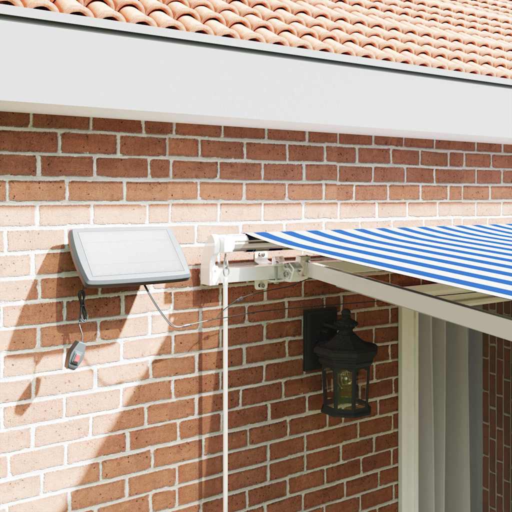 Retractable Awning Manual Blue and White 450 x 300 cm