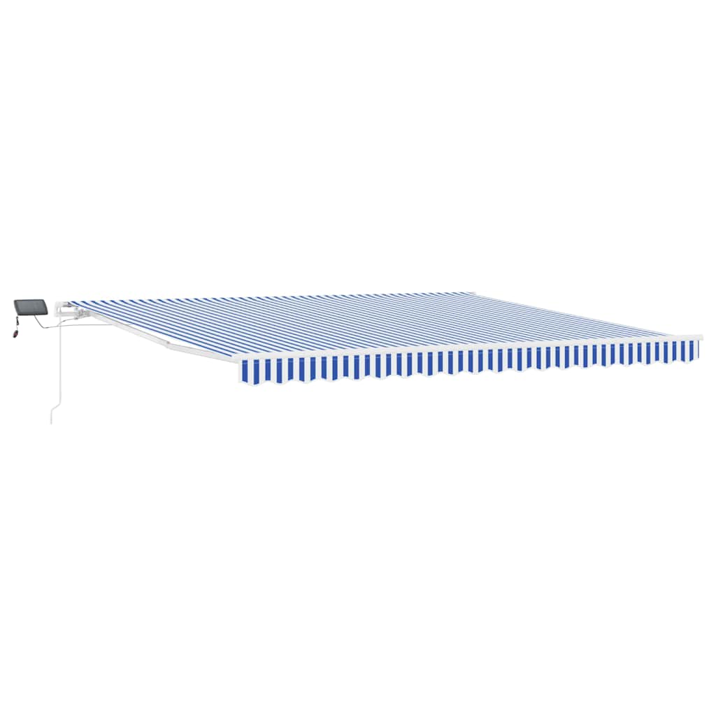 Retractable Awning Manual Blue and White 450 x 300 cm