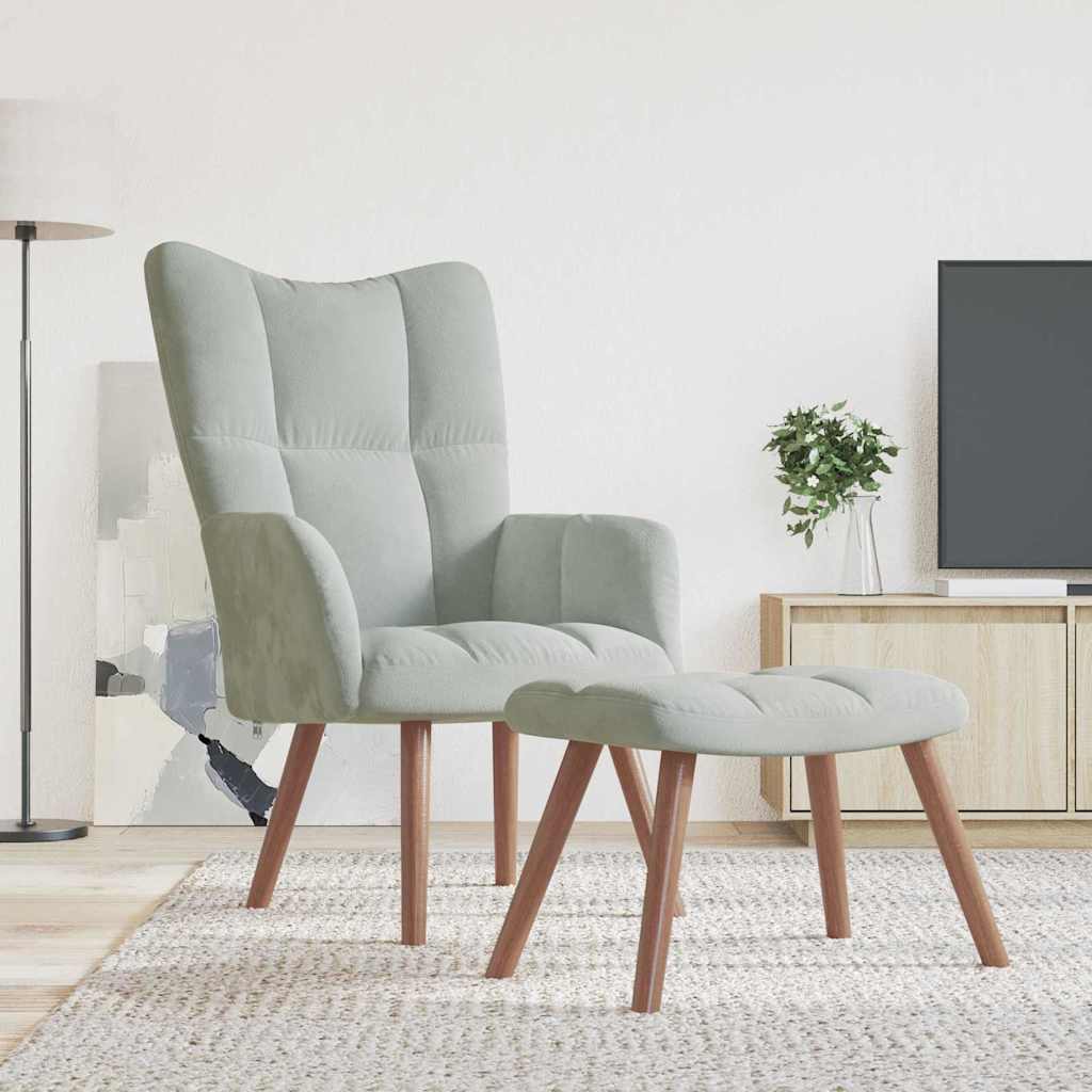 Relaxing Chair Light Grey Velvet