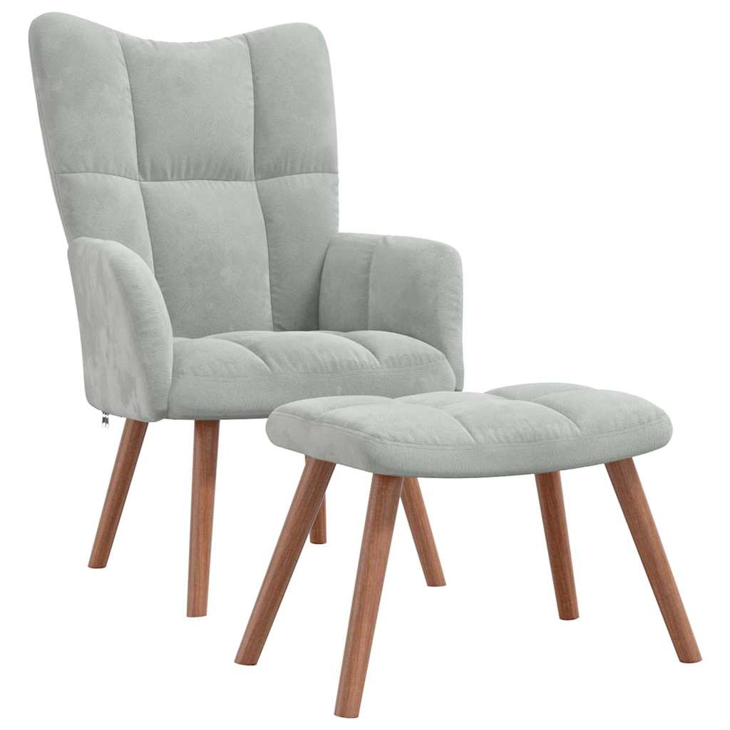 Relaxing Chair Light Grey Velvet