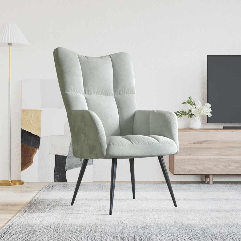 Relaxing Chair Light Grey Velvet