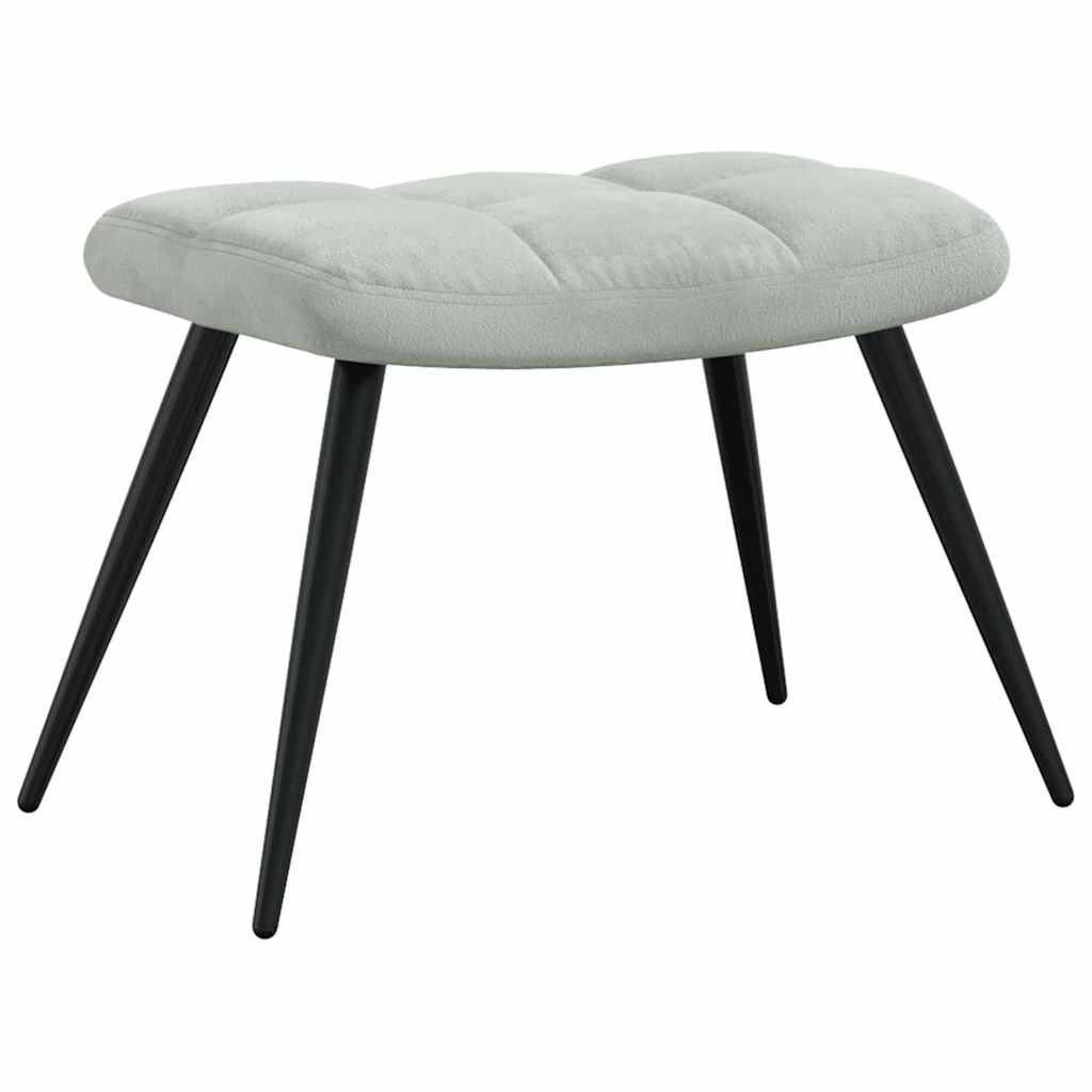 Relaxing chair with Footstool Light Grey Velvet