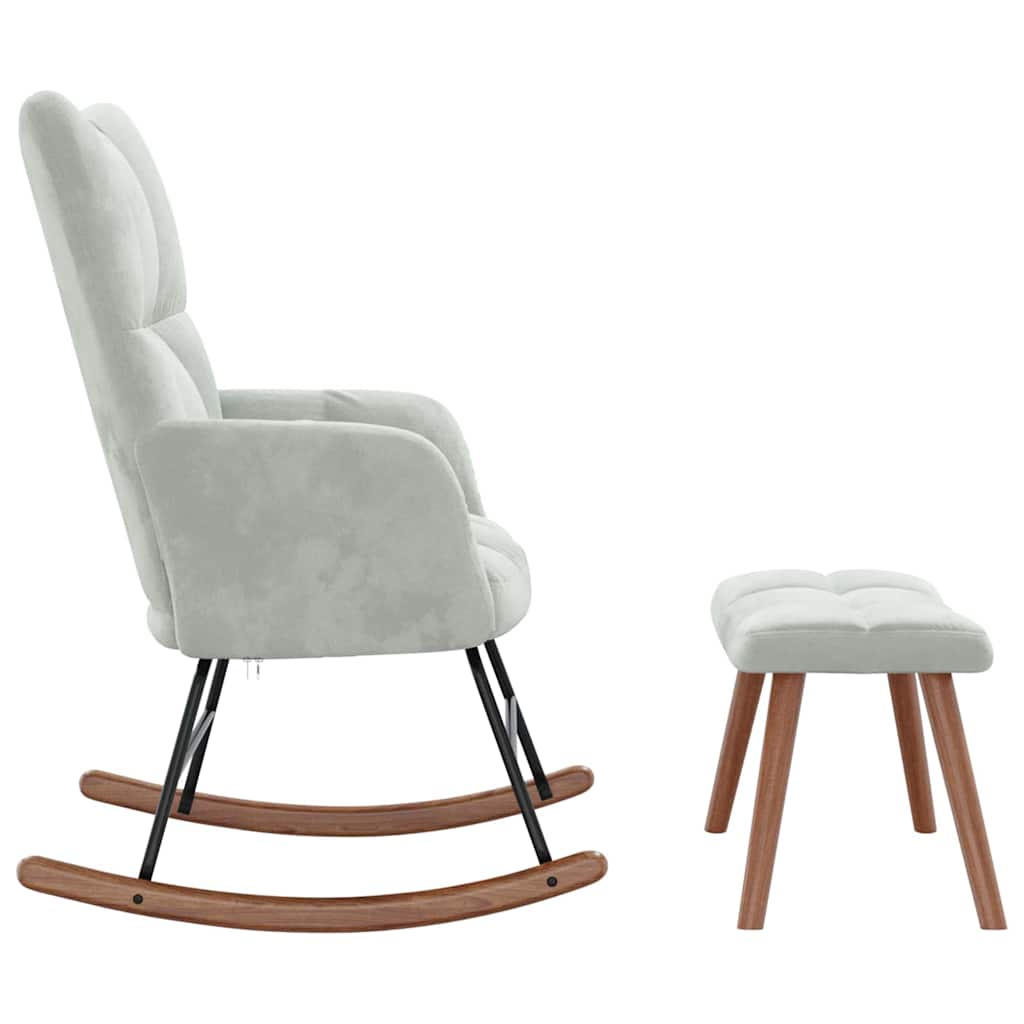 Rocking Chair with Footstool Light Grey 78 x 61 x 98 cm Velvet