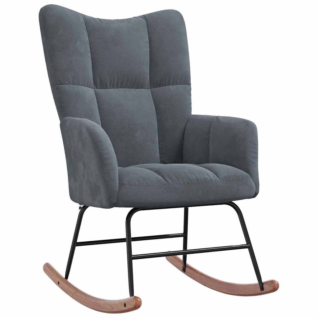 Rocking Chair with Footstool Dark Grey Velvet