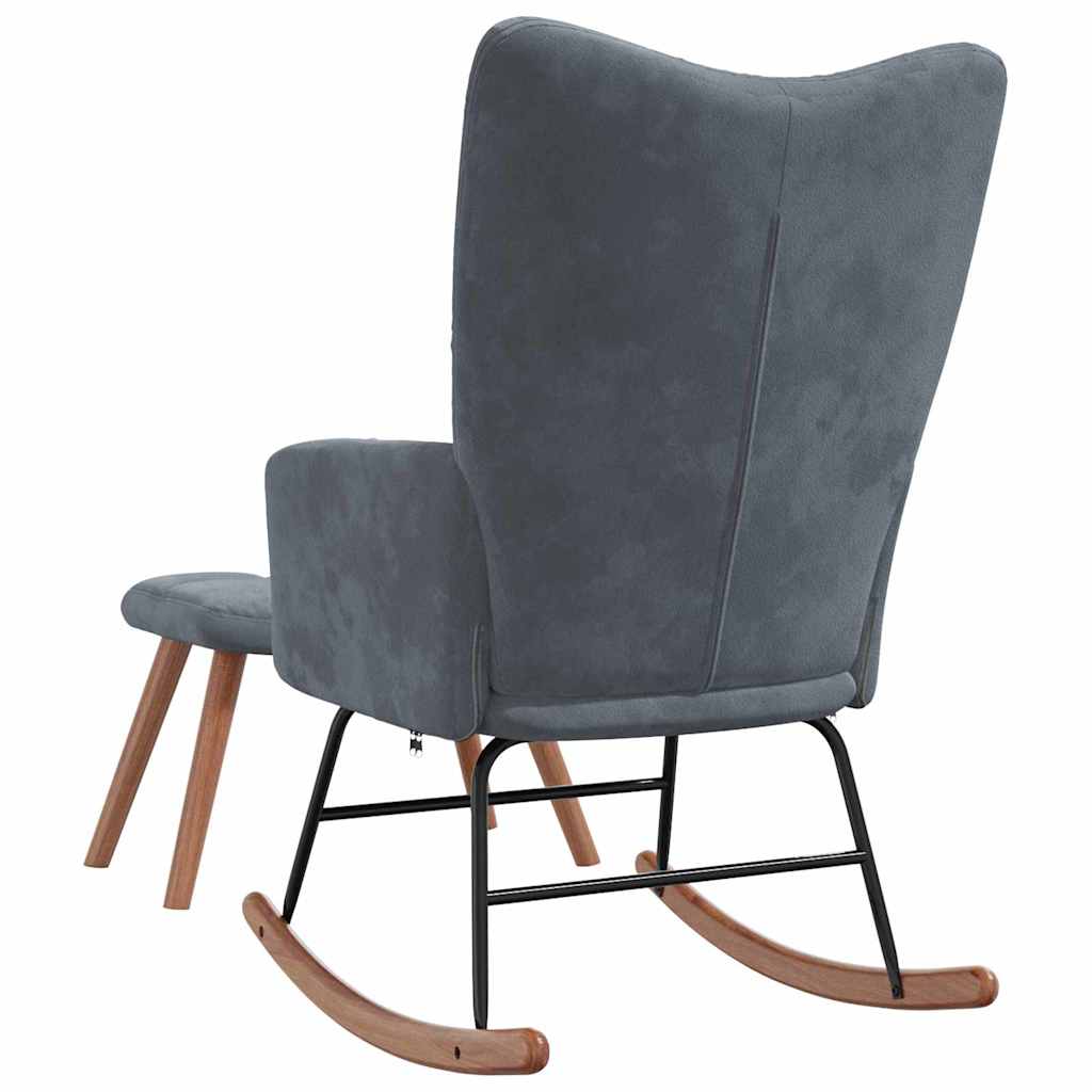 Rocking Chair with Footstool Dark Grey Velvet