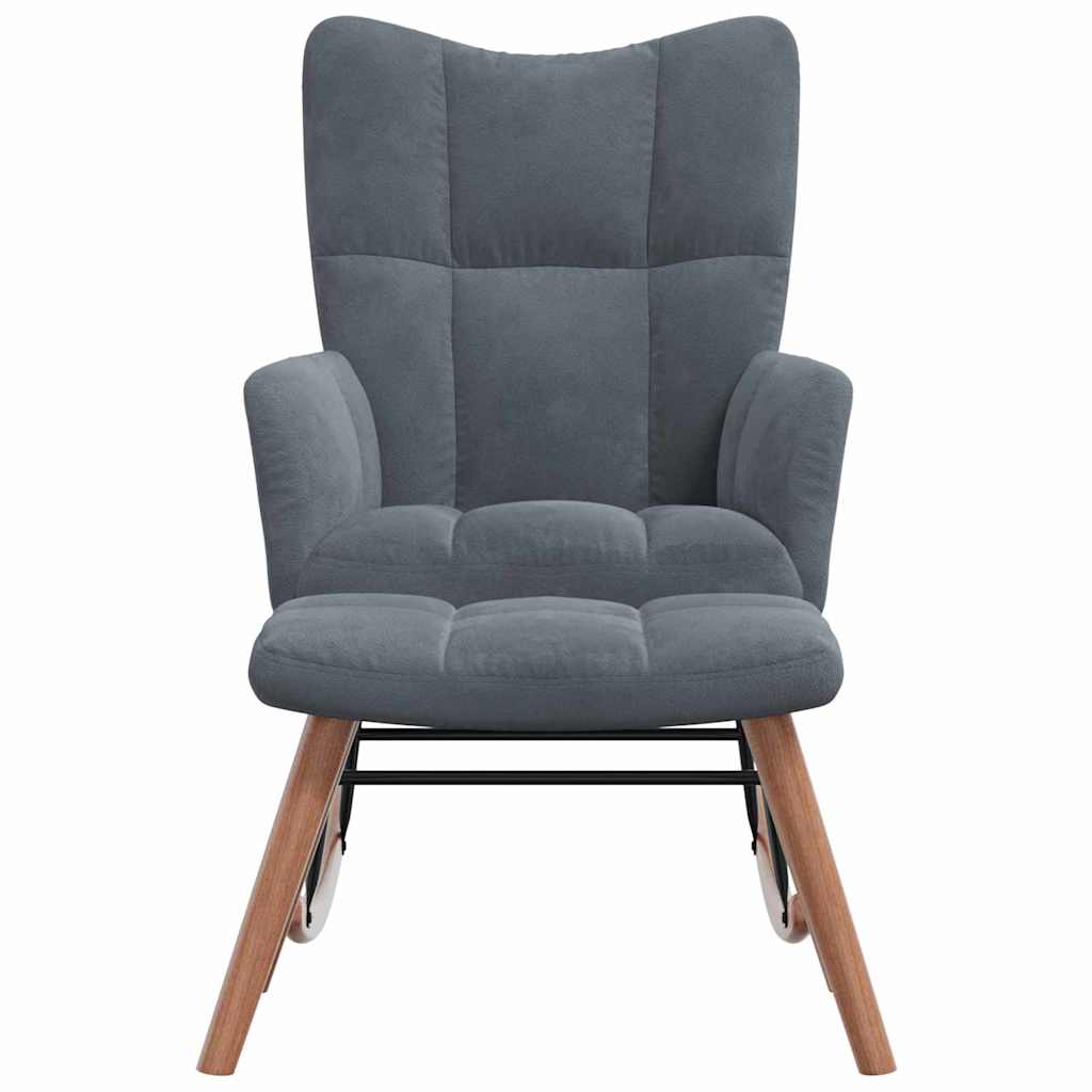 Rocking Chair with Footstool Dark Grey Velvet