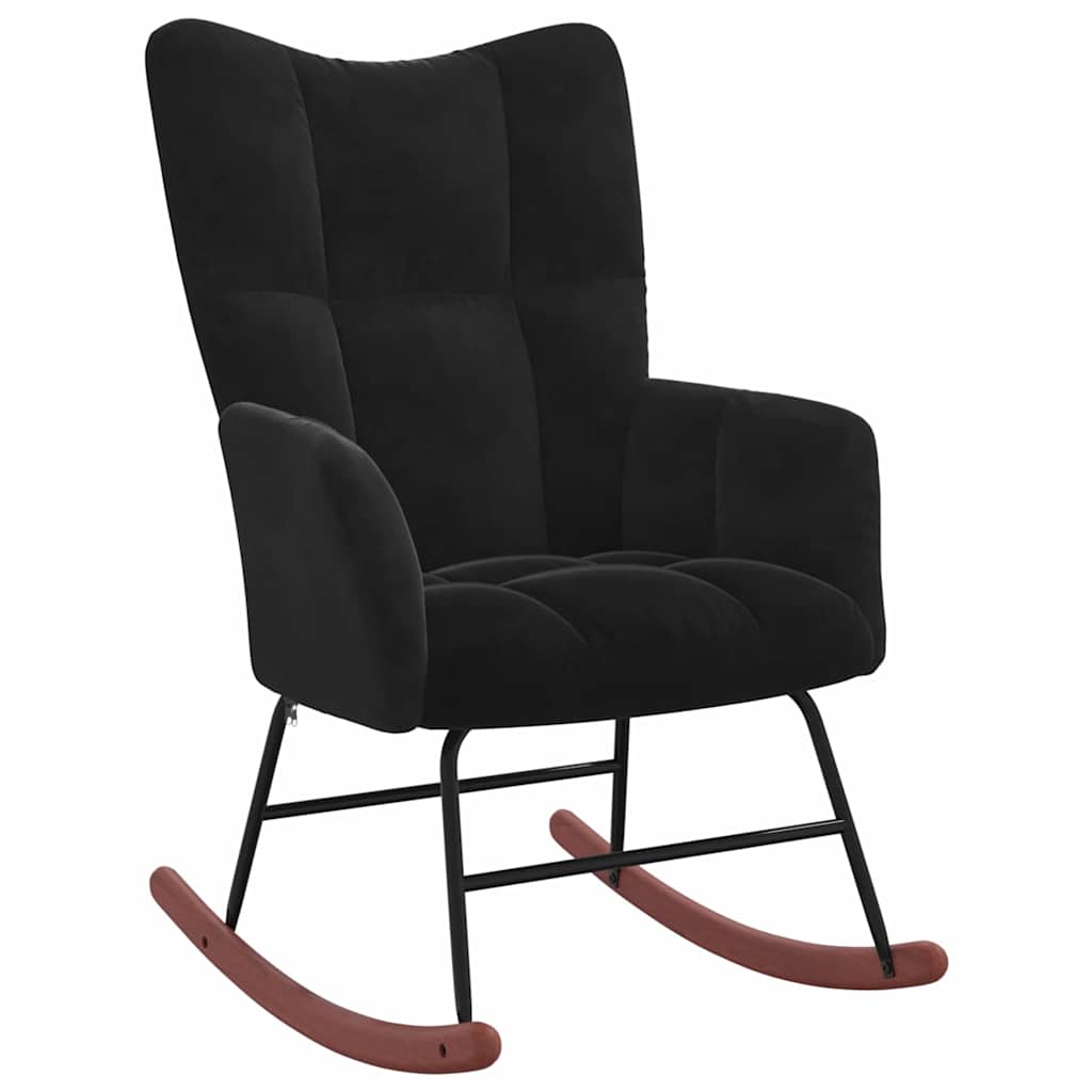 Rocking Chair with Footstool Black Velvet