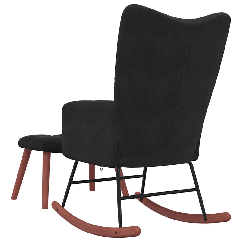 Rocking Chair with Footstool Black Velvet