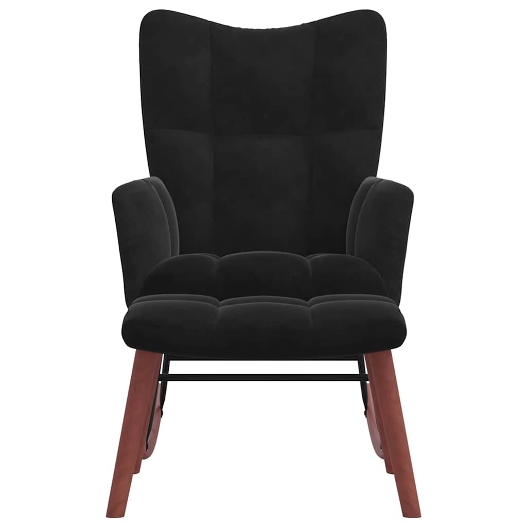 Rocking Chair with Footstool Black Velvet