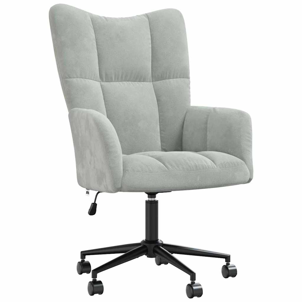 Relaxing Chair with Wheels Light Grey Velvet